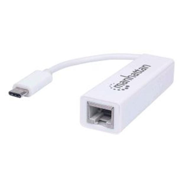 HUB USB-C A 3P USB 3.1 GEN 1 MANHATTAN, C/ADAPT ETHERNET GIGABIT, bLANCO