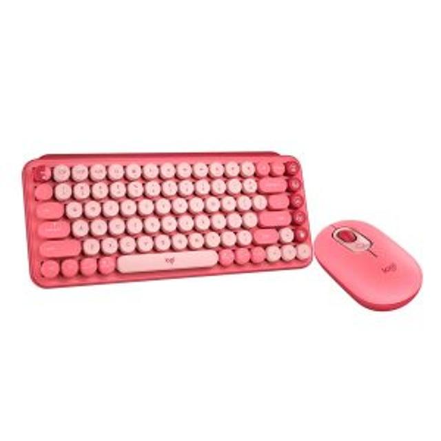 COMBO TECLADO MECANICO INALAMBRICO + MOUSE INALAMBRICO LOGITECH POP ROSADO