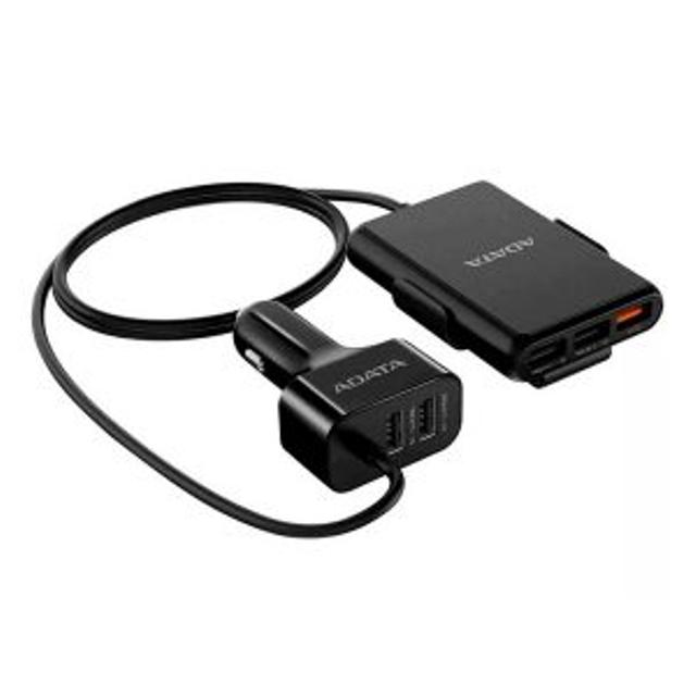 CARGADOR ADATA PARA AUTO 4 PUERTOS USB 2.0 1 PUERTO USB 3.0 NEGRO