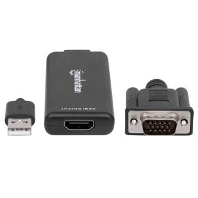 CONVERTIDOR MANHATTAN VGA Y USB A HDMI NEGRO