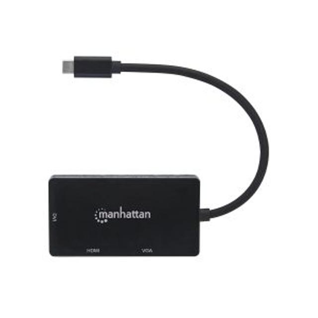 CONVERTIDOR MANHATTAN DE USB-C A MULTIPUERTOS DVI-HDMI-SVGA