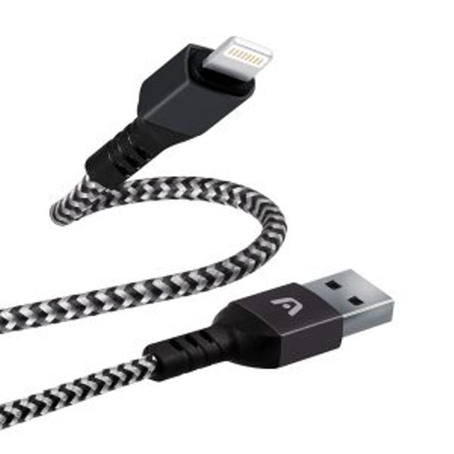 CABLE ARGOM LIGHTNING A USB 2.0 TRENZADO 1.8m NEGRO