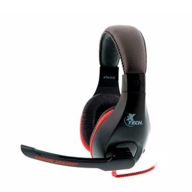 AUDIFONO + MICROFONO GAMER XTECH ON EAR 2 CONECTORES 3.5mm NEGRO-ROJO