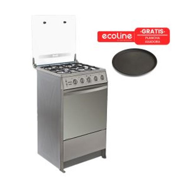 COCINA A GAS ECOLINE 21″ AMALIA 4 HORNILLAS – SILVER