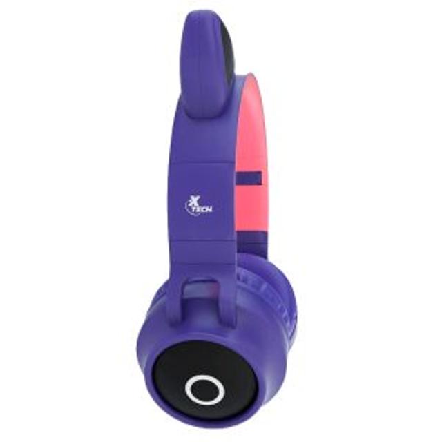 AUDIFONO + MICROFONO XTECH ON EAR BLUETOOTH – DISEÑO PLEGABLE – TARJETA SD – MORADO